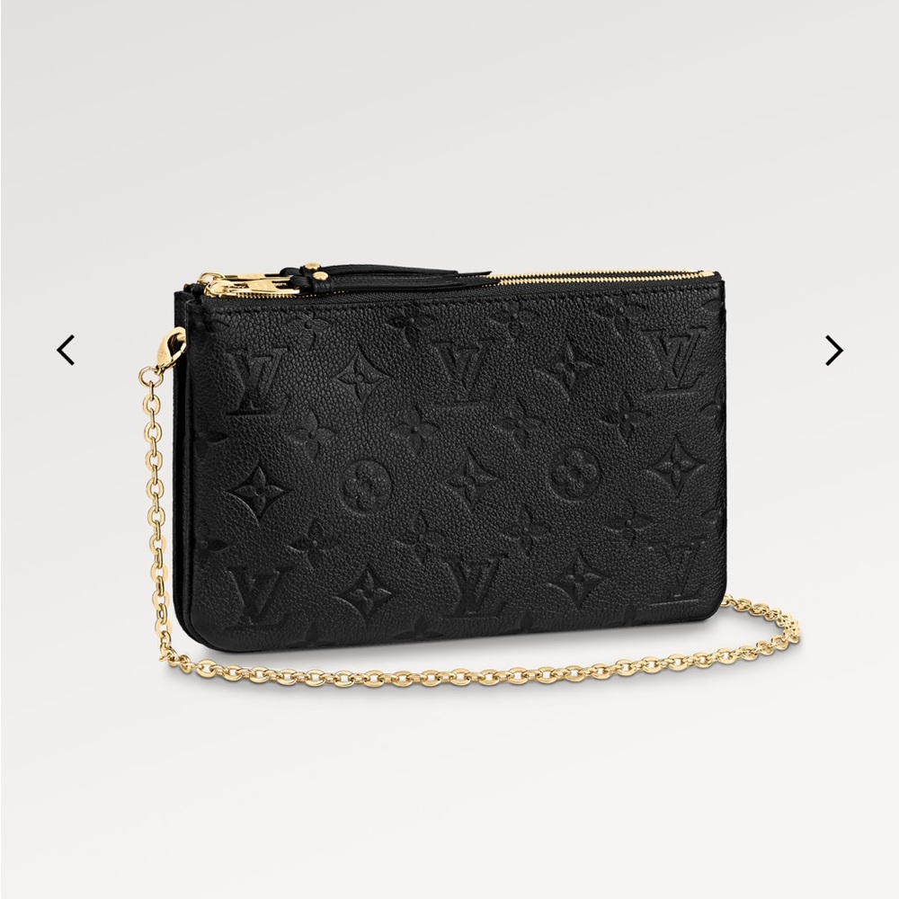 Louis Vuitton Black Embossed Clutch with Gold Chain